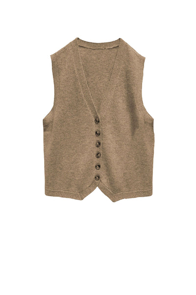 100% Cashmere Boyfriend Button Front Sweater Knit Vest