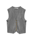 100% Cashmere Boyfriend Button Front Sweater Knit Vest
