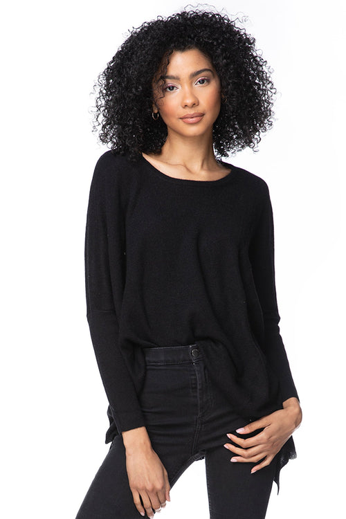 Subtle Luxury Cashmere Sweater Cashmere Loose & Easy Crew Sweater in Black / XS/S 100% Cashmere Loose & Easy Crew Sweater in Black