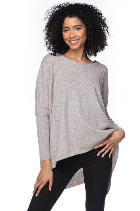 100% Cashmere Reversible Easy V-Neck Sweater in Cloudy