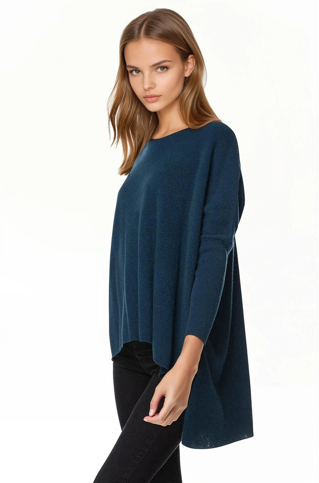 Subtle Luxury Cashmere Sweater Cashmere Loose & Easy Crew Sweater / XS/S / Majolica Blue 100% Cashmere Loose & Easy Crew Sweater