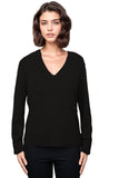 Subtle Luxury Cashmere Sweater Favorite Fitted V-Neck / XS/S / Black 100% Cashmere Favorite Fitted V-Neck Sweater Knit