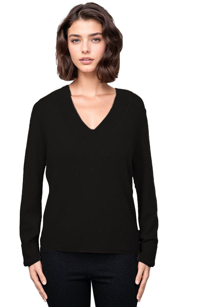 Subtle Luxury Cashmere Sweater Favorite Fitted V-Neck / XS/S / Black 100% Cashmere Favorite Fitted V-Neck Sweater Knit