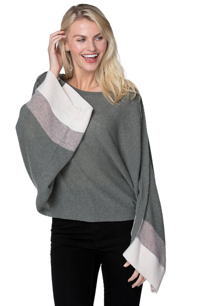Subtle Luxury Cashmere Sweater Harbor Color Block / One Size / Artichoke Combo 100% Cashmere Harbor Color Block Crew Sweater