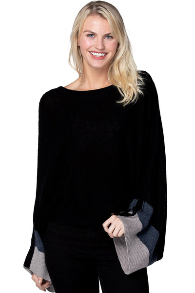 Subtle Luxury Cashmere Sweater Harbor Color Block / One Size / Black Combo 100% Cashmere Harbor Color Block Crew Sweater