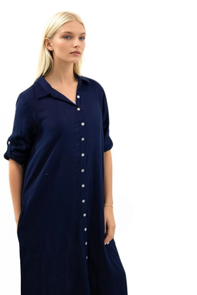 Subtle Luxury Dress Getaway Double Gauze Cotton Maxi Button  Dress - Solid