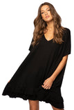 Subtle Luxury Dress S/M / Black / Zen Blend Zen Blend Cathy V-Neck Ruffle Dress