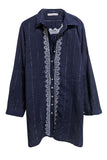 Subtle Luxury Dress S/M / Dark Denim/Gold Lurex Embroidery / 100% Cotton Chambray Ziggy Button Down in Chambray