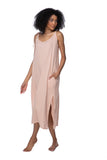 Subtle Luxury Dress S/M / Dust / 100% Cotton Double Gauze Double Gauze Trish Tank Fringe Tie Sundress in Solids