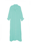 Subtle Luxury Dress S/M / Sea / 100% Cotton Double Gauze Getaway Double Gauze Cotton Maxi Button  Dress - Solid