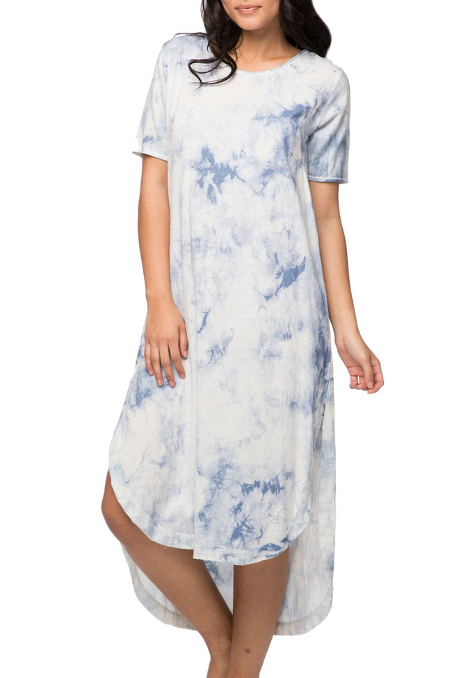Subtle Luxury Dress S/M / TD-Blue / 100% Cotton Sophia Maxi Dress in Tie Dye and Stripe