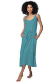 Subtle Luxury Dress XS/S / Aquamarine / 100% Cotton Double Gauze Double Gauze Trish Tank Fringe Tie Sundress in Solids