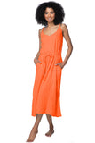 Subtle Luxury Dress XS/S / Coral / 100% Cotton Double Gauze Double Gauze Trish Tank Fringe Tie Sundress in Solids
