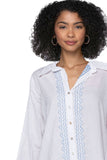 Subtle Luxury Dress XS/S / Electric Blue / 100% Cotton Lawn Ziggy Button Down Embroidery Shirt Dress in Washed Cotton