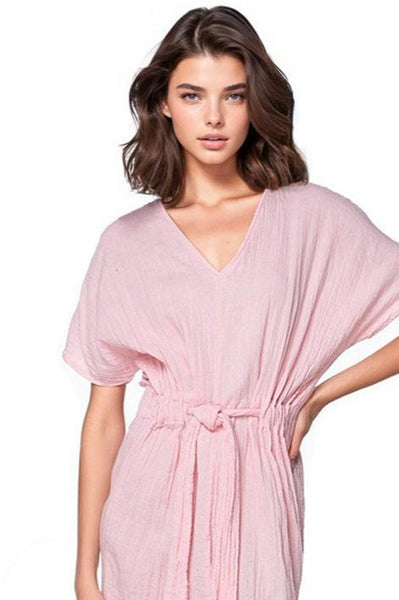 Subtle Luxury Dress XS/S / Icy Pink / 100% Cotton Double Gauze Double Gauze Cotton Washed  Bella Dress in Solids