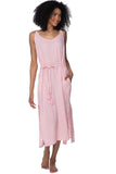 Subtle Luxury Dress XS/S / Icy Pink / 100% Cotton Double Gauze Double Gauze Trish Tank Fringe Tie Sundress in Solids