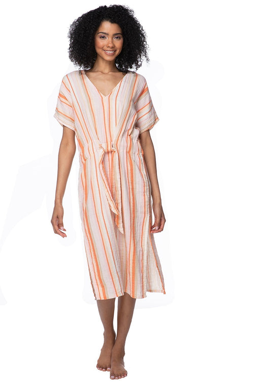 Subtle Luxury Dress XS/S / Montauk Stripe Print-Pastels / 100% Cotton Double Gauze Double Gauze Bella Dress in Montauk Stripe Print-Pastels