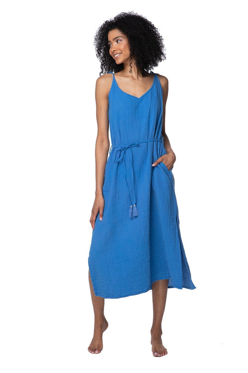 Subtle Luxury Dress XS/S / Pacific / 100% Cotton Double Gauze Double Gauze Trish Tank Dress in Pacific
