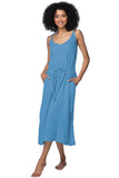 Subtle Luxury Dress XS/S / Pool Blue / 100% Cotton Double Gauze Double Gauze Trish Tank Fringe Tie Sundress in Solids