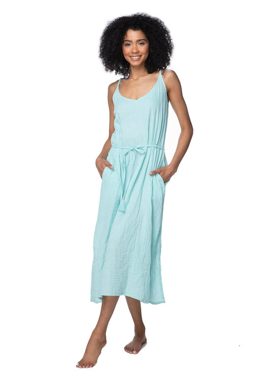 Subtle Luxury Dress XS/S / Sea / 100% Cotton Double Gauze Double Gauze Trish Tank Dress in Sea
