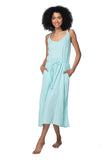 Subtle Luxury Dress XS/S / Sea / 100% Cotton Double Gauze Double Gauze Trish Tank Fringe Tie Sundress in Solids