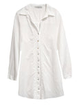 Subtle Luxury Dress XS/S / White / 100% Cotton Lawn Ziggy Button Down Embroidery Shirt Dress in Washed Cotton Lawn