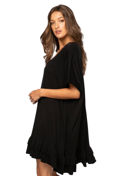 Subtle Luxury Dress Zen Blend Cathy V-Neck Ruffle Dress