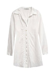 Subtle Luxury Dress Ziggy 100% Cotton Washed Button Down Embroidery Shirt Dress