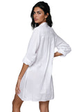 Subtle Luxury Dress Ziggy 100% Cotton Washed Button Down Embroidery Shirt Dress