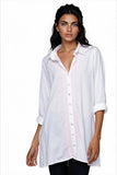 Subtle Luxury Dress Ziggy Button Down Embroidery Shirt Dress in Washed 100% Cotton