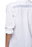 Subtle Luxury Dress Ziggy Button Down in Cotton Lawn with Blue Lotus Embroidery