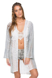 Subtle Luxury Kimono Coastal Lace Kimono / S/M / Pebble Dip Dye Coastal Lace Kimono with Embroidery