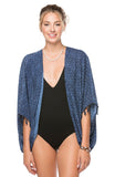 Subtle Luxury Kimono Feel the Sun Print and Solid Tassel Kimono Jacket