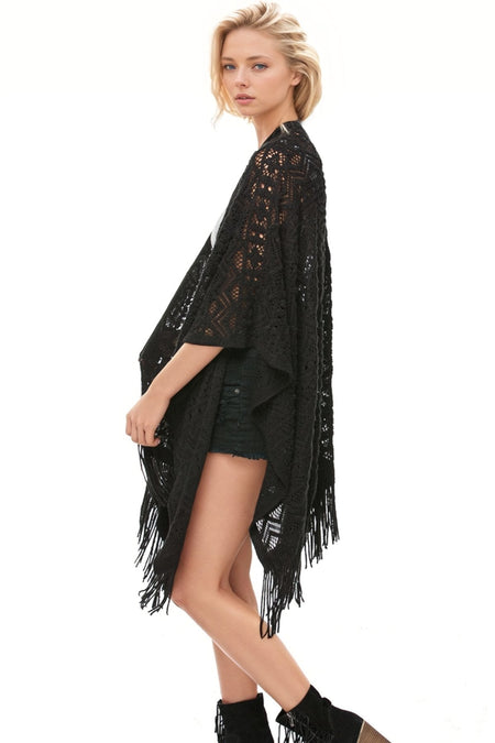 Black Magic Knit Shrug with Stretch Cut Out Velvet Panel