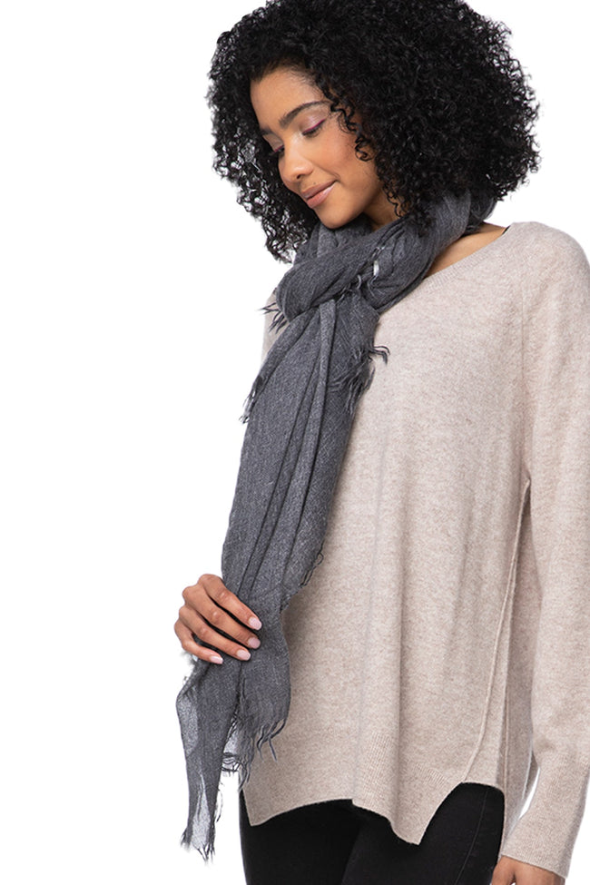 Subtle Luxury Luxury Scarf Charcoal / One Size 100% Cashmere Luxury Scarf, New York Parkway in Charcoal