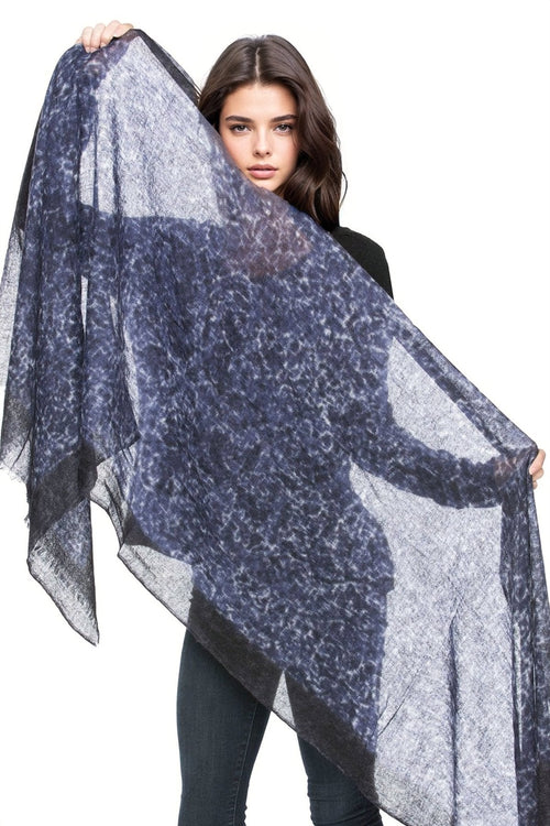 Subtle Luxury Luxury Scarf Denim / One Size 100% Cashmere Luxury Print Scarf with Brimmed Border