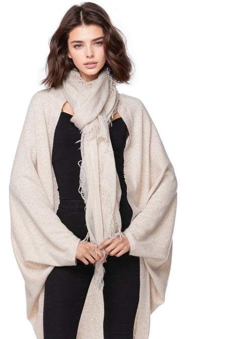 Hand Knit 2-Way Net Infinity Scarf in Tan by Spun