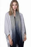 Subtle Luxury 100% Cashmere Woven Loomed Scarf Grey/Indigo / One Size 100% Cashmere Luxury Wrap Scarf in Ombre.