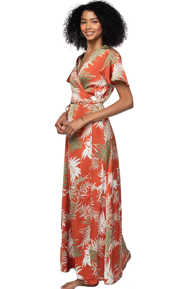 Subtle Luxury Maxi Bold Fern Print | Maxi Wrap Dress