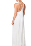 Subtle Luxury Maxi Cross Back Leila Dress with Gold Metal Sequin Embellishment