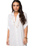 Subtle Luxury Maxi Dress Maxi Boyfriend White Cotton Long Shirt Dress in White Embroidery