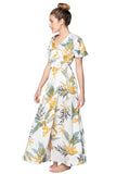 Subtle Luxury Maxi L/XL / White / Tropical Garden Tropical Garden Maxi Wrap Dress in White