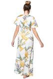Subtle Luxury Maxi L/XL / White / Tropical Garden Tropical Garden Maxi Wrap Dress in White