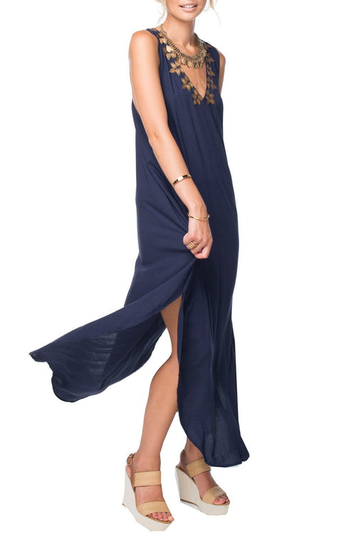 Subtle Luxury Maxi M/L / Ink / 100% Rayon Pool Party Tank Dress