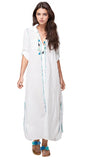 Subtle Luxury Maxi Maxi Boyfriend Cotton Shirt Dress with Contrast Embroideries