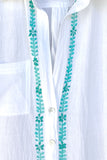 Subtle Luxury Maxi Maxi Boyfriend Cotton Shirt Dress with Two Color Embroidery