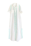 Subtle Luxury Maxi Maxi Boyfriend Cotton Shirt Dress with Two Color Embroidery