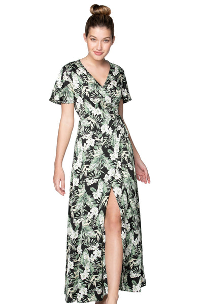 Subtle Luxury Maxi S/M / Black / Blooming Paradise Bed to Brunch | Maxi Wrap Dress