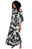 Subtle Luxury Maxi S/M / Black / Shadowed Petals Bed to Brunch | Maxi Kimono Dress