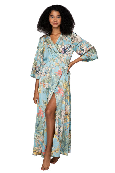 Subtle Luxury Maxi S/M / Blue / Tropical Escape Bed to Brunch | Maxi Kimono Dress